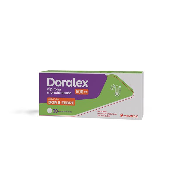 Dipirona Monoidratada 500mg Doralex Vitamedic Caixa 30 Comprimidos